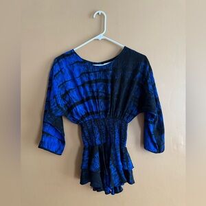 Parker Blue and Black Patterned Blouse size XS